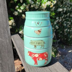 Farmhouse Animal Stacking Jars - Teal and Red